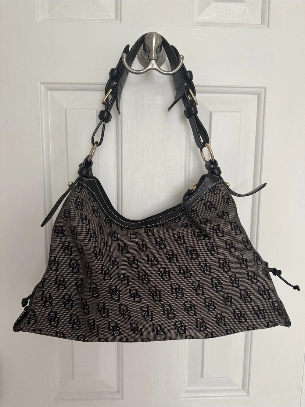 Dooney & Bourke Vintage Signature Logo East West Hobo Bag EUC